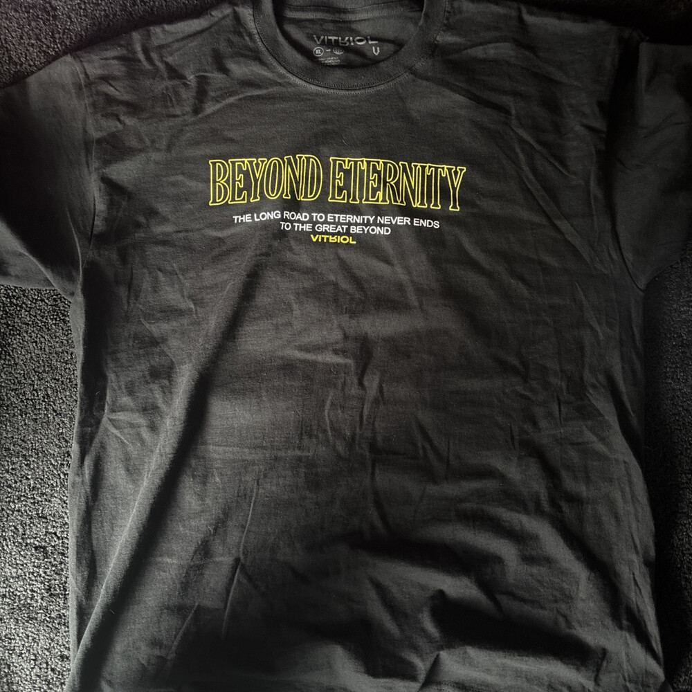 Vitriol Everlasting Beyond Mens Tag XL T-shirt Black Eternity The Great Beyond